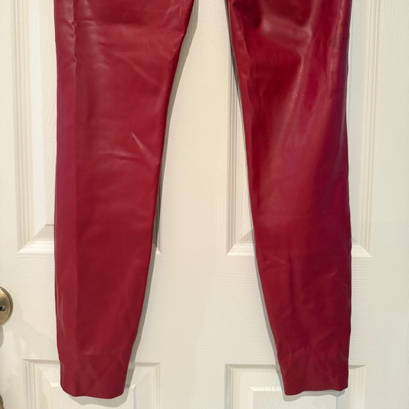 Zara Faux Leather Red Pants with Side Ankle Zippers Womens Size M - Picture 9 of 13